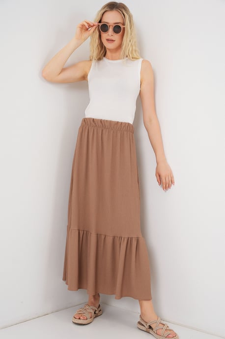 Strukturierter Maxi-Strickrock mit elastischem Bund - Image 5