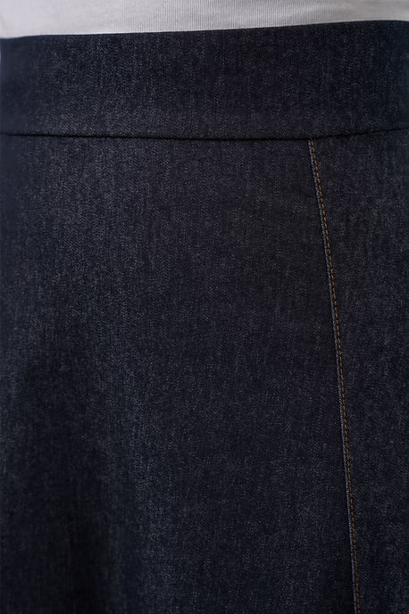 Hoch taillierter Denim A-Linien Maxi-Rock mit Taschen - Image 4