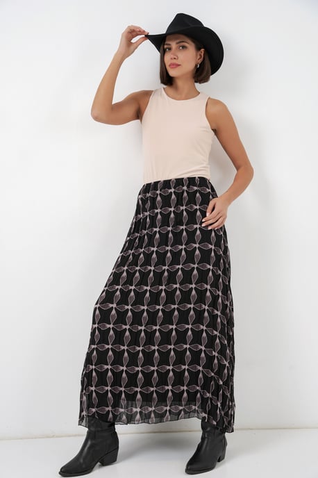 Hoch taillierter geometrischer Druck Maxi-Rock - Image 1