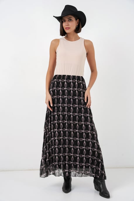 Hoch taillierter geometrischer Druck Maxi-Rock - Image 3