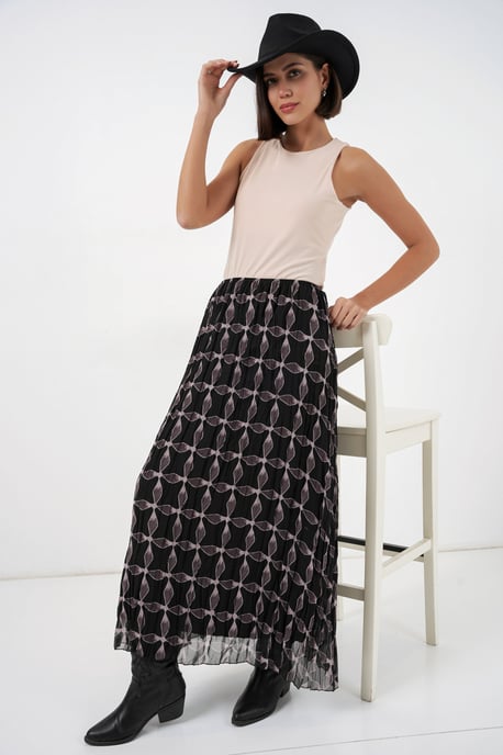 Hoch taillierter geometrischer Druck Maxi-Rock - Image 5