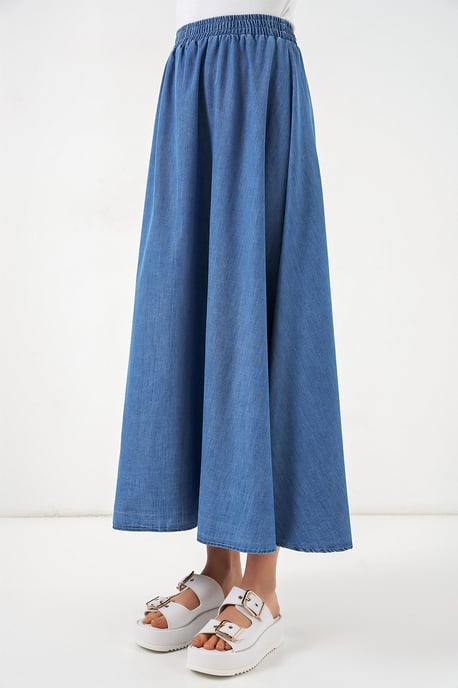 Hochtaillierter A-Linien Denim Maxirock - Image 2