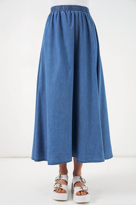 Hochtaillierter A-Linien Denim Maxirock - Image 4