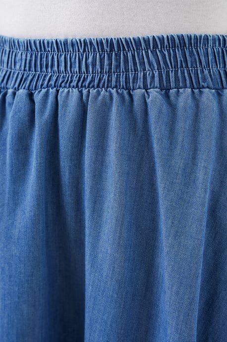 Hochtaillierter A-Linien Denim Maxirock - Image 5