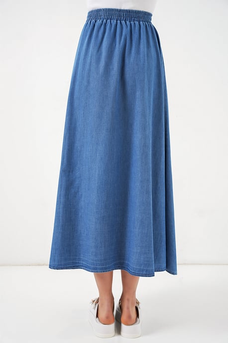 Hochtaillierter A-Linien Denim Maxirock - Image 6