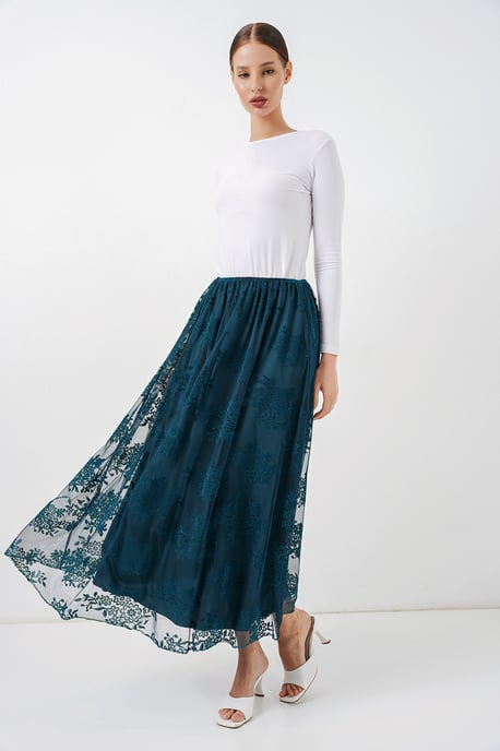 Blumenkleid Hohe Taille Maxi-Rock - Image 3
