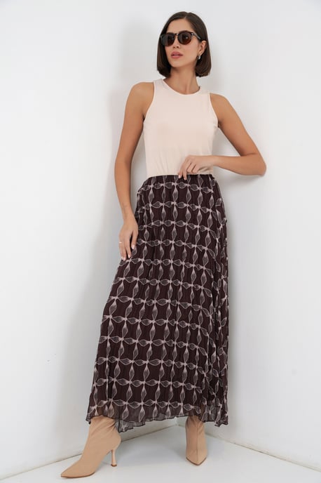 Hoch taillierter geometrischer Druck Maxi-Rock - Image 1
