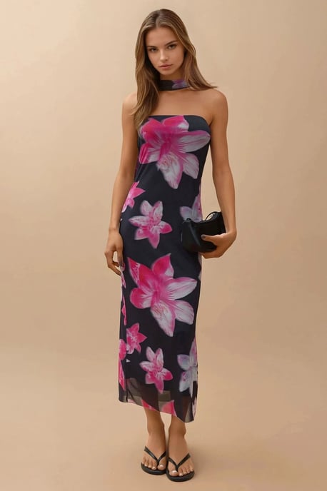 Trägerloses Blumenkleid Midi - Image 2