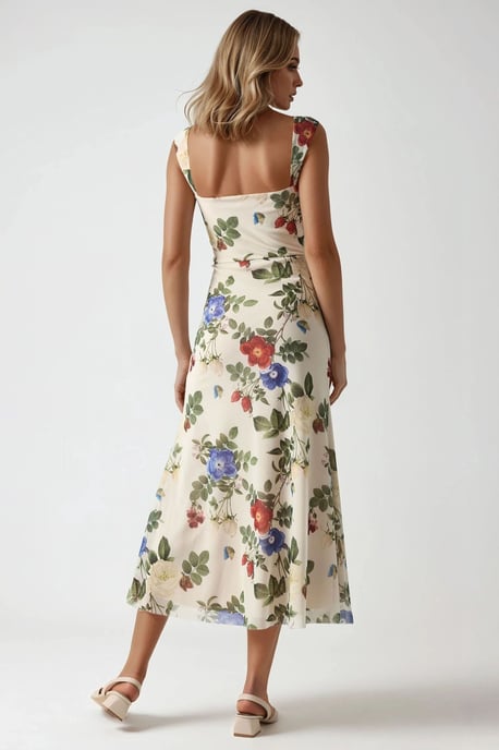 Gemustertes Maxikleid mit Herzkragen - Image 3