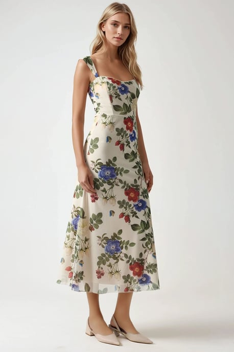Gemustertes Maxikleid mit Herzkragen - Image 4