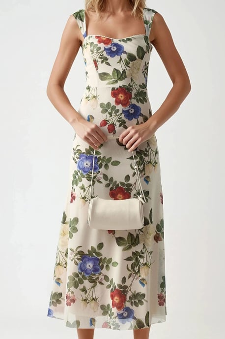 Gemustertes Maxikleid mit Herzkragen - Image 5