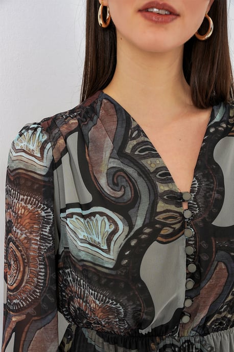 V-Ausschnitt Midi-Kleid mit Knopfverschluss - Image 5