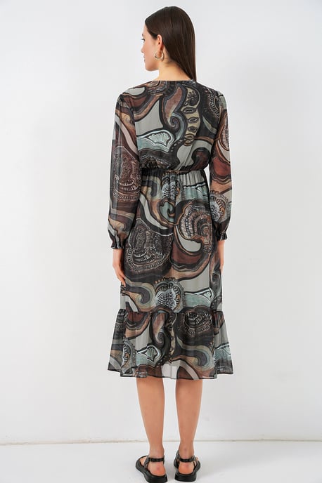 V-Ausschnitt Midi-Kleid mit Knopfverschluss - Image 6