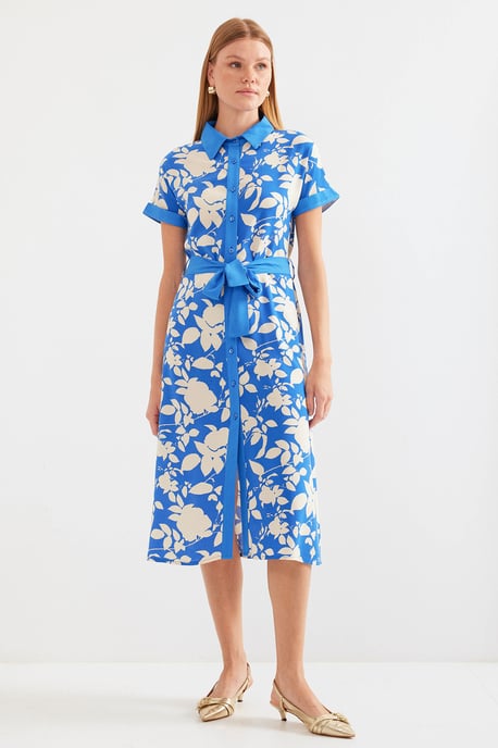 Blumen Midi-Kleid mit Schleife - Image 2