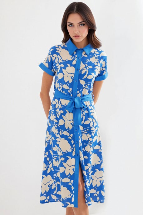 Blumen Midi-Kleid mit Schleife - Image 3