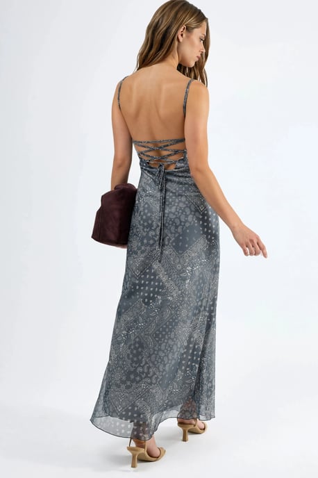 Kleid mit quadratischem Ausschnitt und Druck in Midi-Länge - Image 4