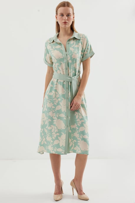Blühendes Midikleid mit Schleife - Image 1