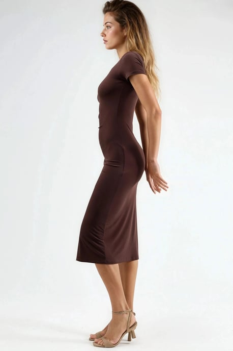 Midikleid mit kurzen Ärmeln und Schlitzdetails - Image 2