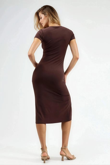 Midikleid mit kurzen Ärmeln und Schlitzdetails - Image 3