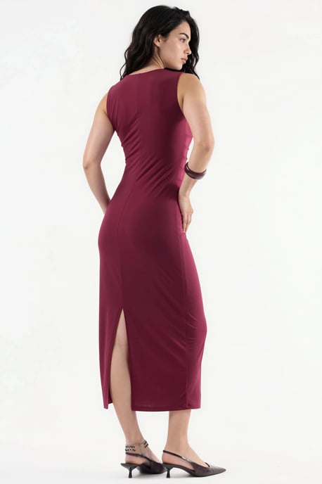 Figurbetontes Midi-Kleid mit Drapierungsdetail und Rundhalsausschnitt - Image 4