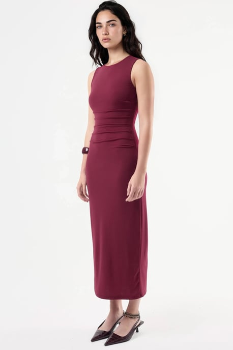 Figurbetontes Midi-Kleid mit Drapierungsdetail und Rundhalsausschnitt - Image 6
