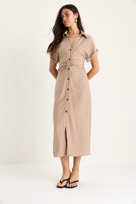 V-Ausschnitt Midi-Kleid mit Knopfverschluss - Image 2