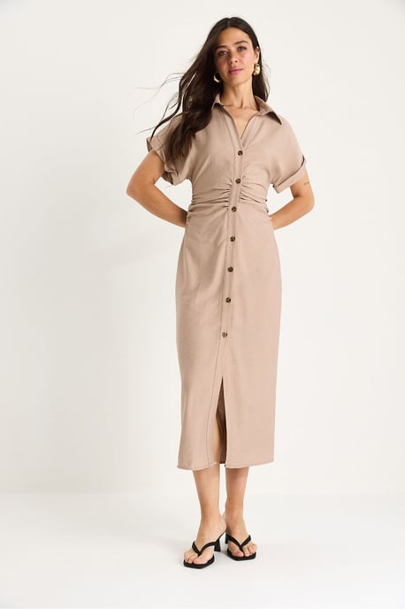V-Ausschnitt Midi-Kleid mit Knopfverschluss - Image 3
