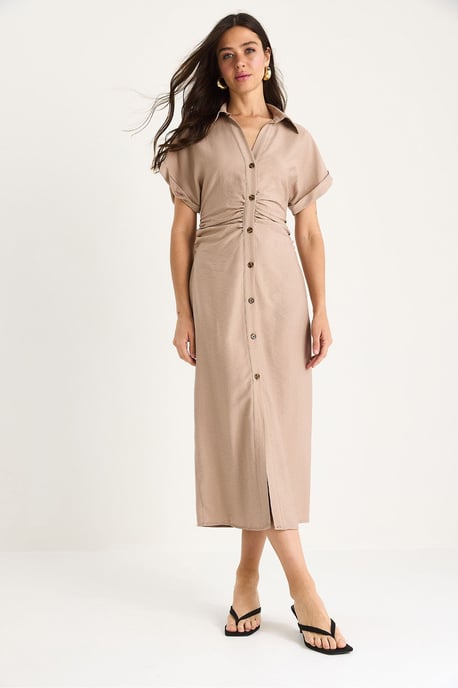 V-Ausschnitt Midi-Kleid mit Knopfverschluss - Image 4