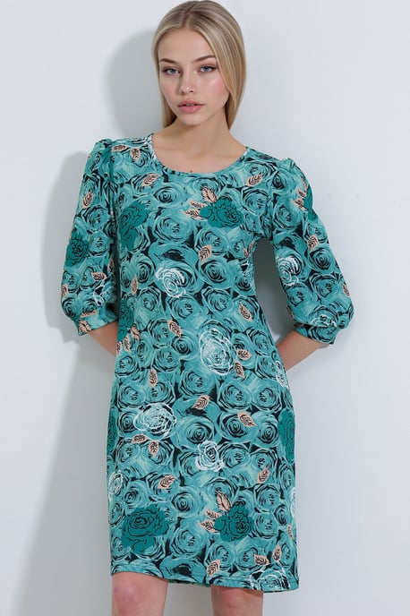 Besticktes Blümchen-Midikleid mit Dreiviertelärmeln - Image 1