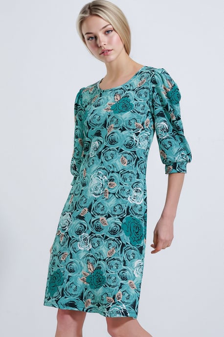 Besticktes Blümchen-Midikleid mit Dreiviertelärmeln - Image 2