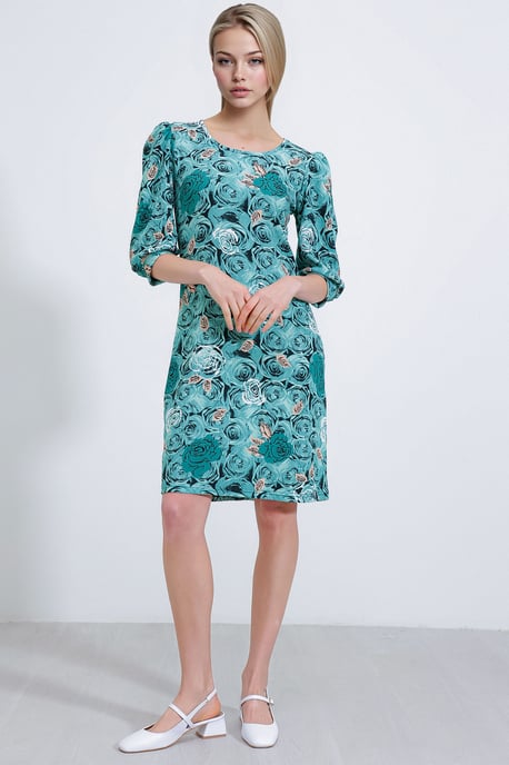 Besticktes Blümchen-Midikleid mit Dreiviertelärmeln - Image 3
