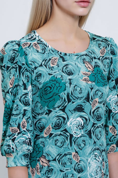 Besticktes Blümchen-Midikleid mit Dreiviertelärmeln - Image 4