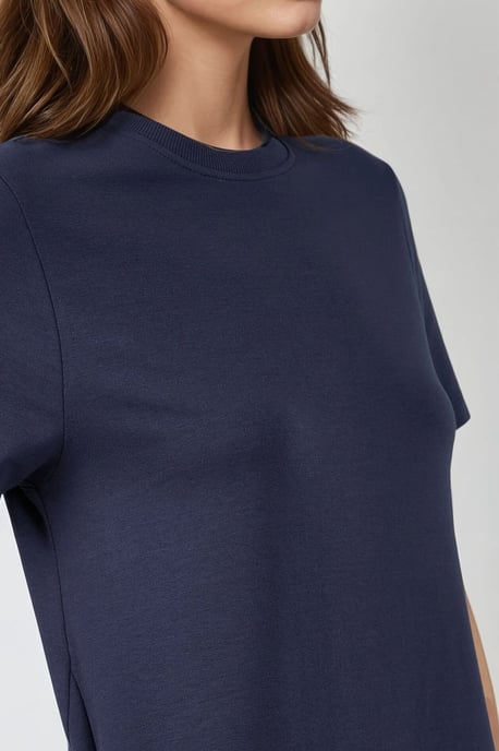 Crew Neck Kurzarm Basis Midi-Kleid - Image 2