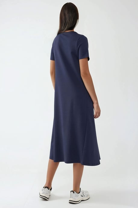 Crew Neck Kurzarm Basis Midi-Kleid - Image 4
