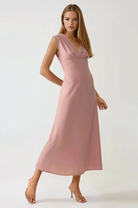 V-Ausschnitt Soft-Touch Midi-Kleid - Image 2
