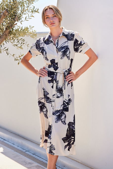 Gemustertes Midi-Hemdkleid - Image 1