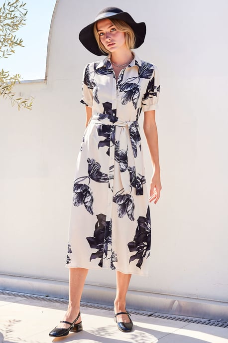 Gemustertes Midi-Hemdkleid - Image 2