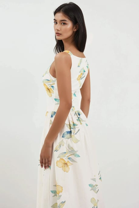 Bootcut-Ausschnitt bedrucktes Midi-Kleid - Image 6