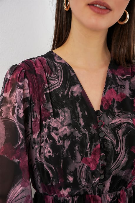 V-Ausschnitt Midi-Kleid mit Knopfverschluss - Image 4