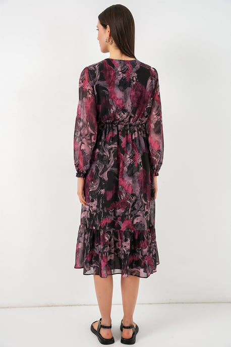 V-Ausschnitt Midi-Kleid mit Knopfverschluss - Image 5