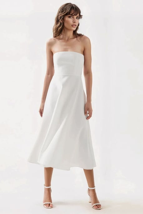 Trägerloses Midi A-Linien Kleid - Image 2