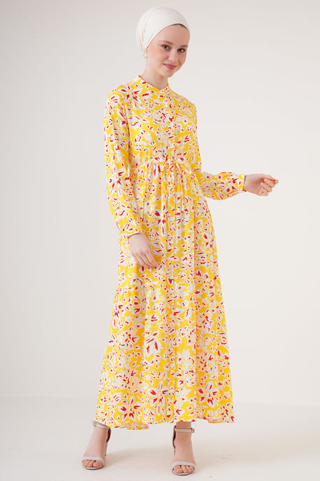 Maxikleid mit Muster und Knopfverschluss - Image 1