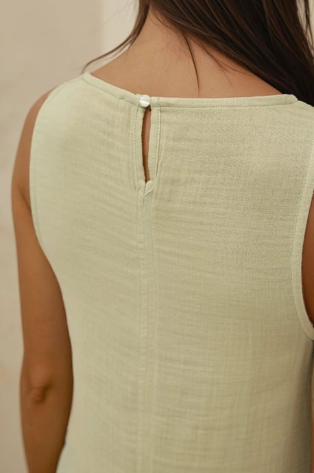 Strukturierter Baumwoll-Midi-Strandkleid mit Schlitz - Image 4