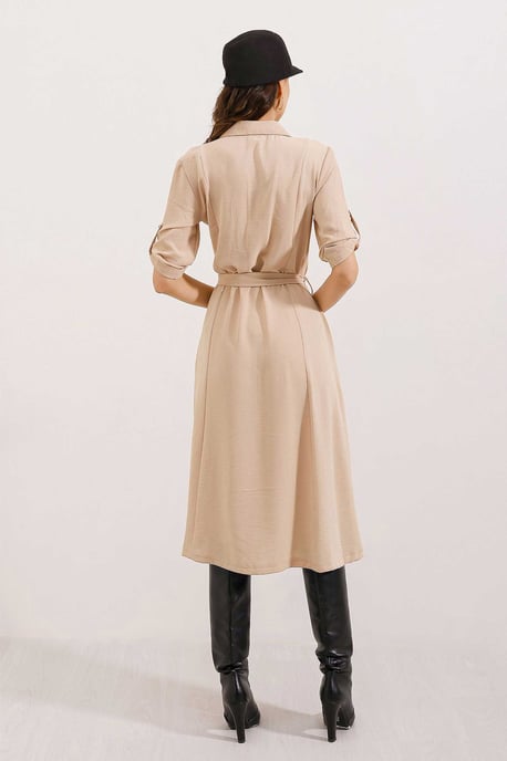 Strukturiertes Midikleid mit Schleife - Image 4