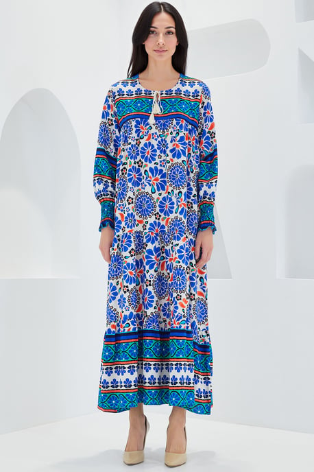 Gemustertes Maxidress mit Bindungsdetail - Image 2