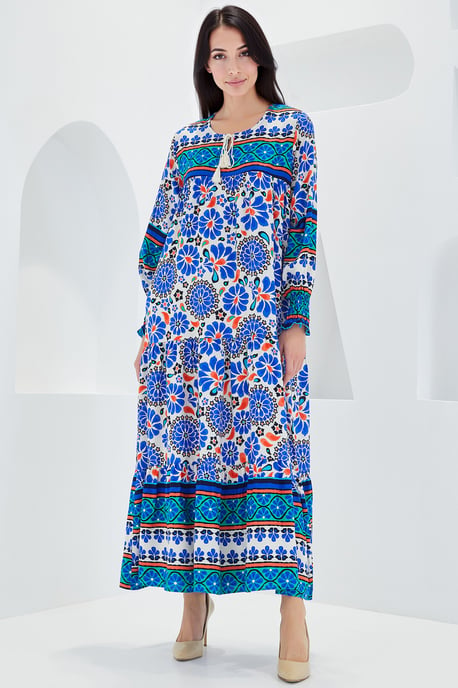 Gemustertes Maxidress mit Bindungsdetail - Image 4