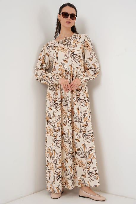 Muster Maxi-Kleid mit Bindeband - Image 1