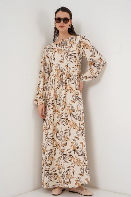Muster Maxi-Kleid mit Bindeband - Image 3