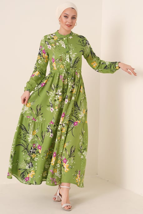 Maxikleid mit Muster und Knopfverschluss - Image 1