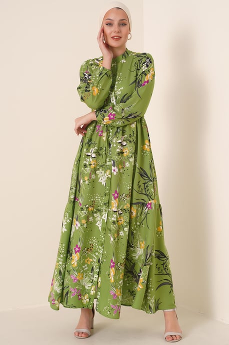 Maxikleid mit Muster und Knopfverschluss - Image 2